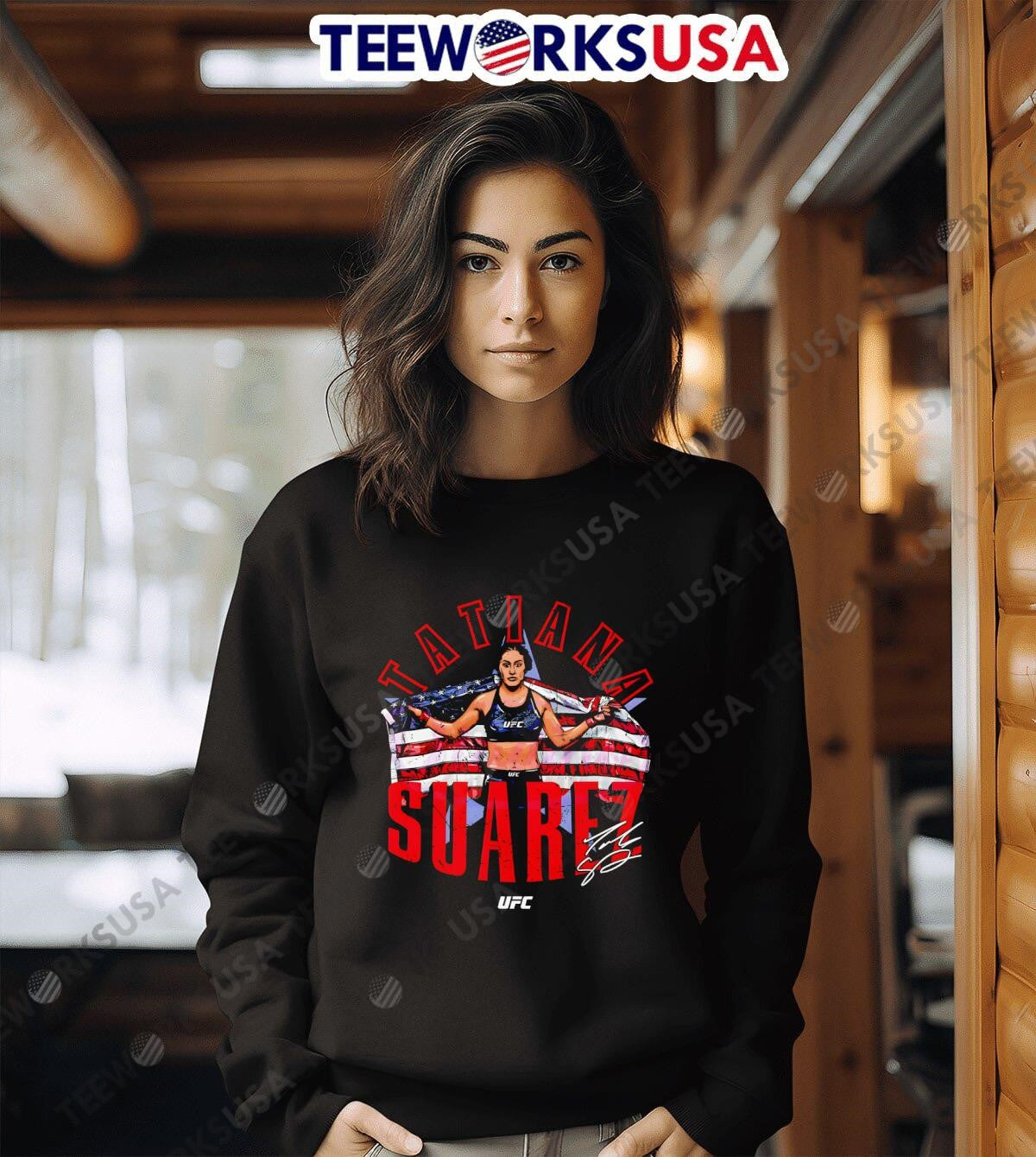 Tatiana Suarez Ufc Fighter American Flag - Adult & Kids T-Shirts, Sweatshirts & Hoodies apparel design preview 6