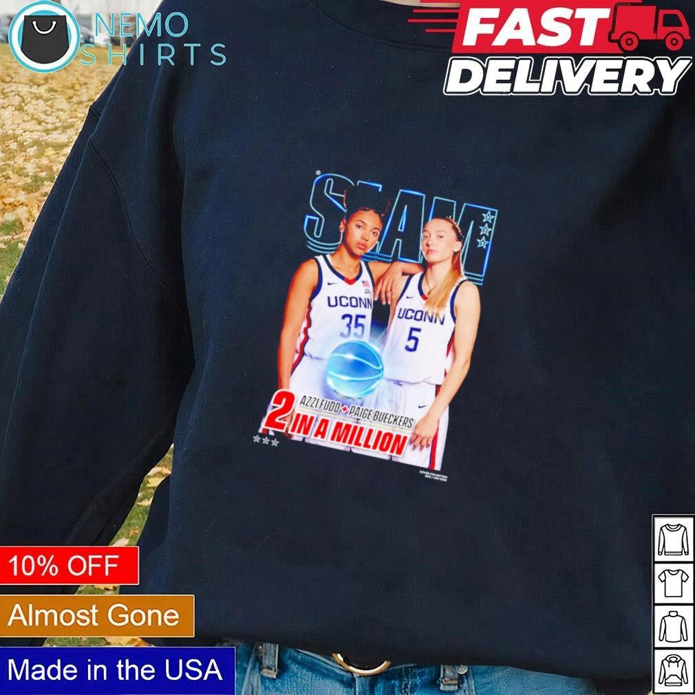 Slam Paige Bueckers and Azzi Fudd 2 in a million - Adult & Kids T-Shirts, Sweatshirts & Hoodies apparel design preview 1