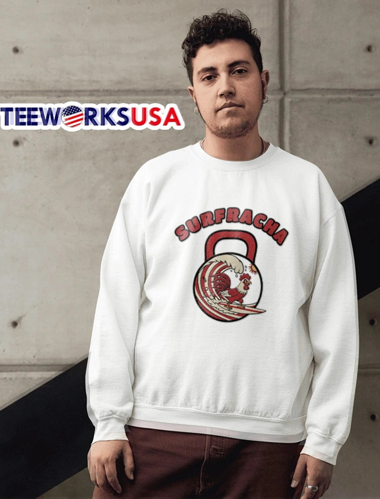 Surfracha rooster surfing wave kettlebell sun - Adult & Kids T-Shirts, Sweatshirts & Hoodies apparel design preview 6