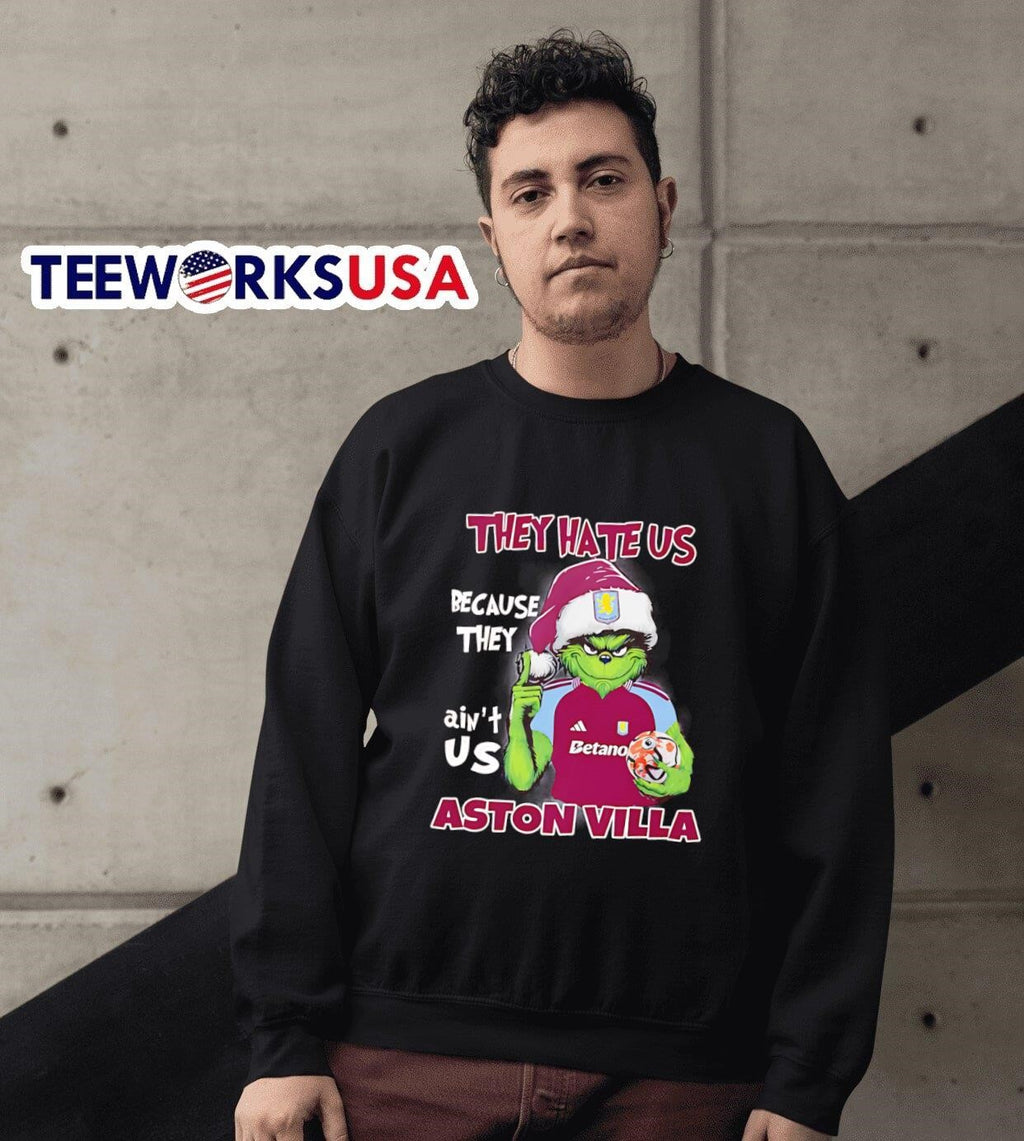 Santa Grinch they hate us because ain't Aston Villa - Adult & Kids T-Shirts, Sweatshirts & Hoodies apparel design preview 3