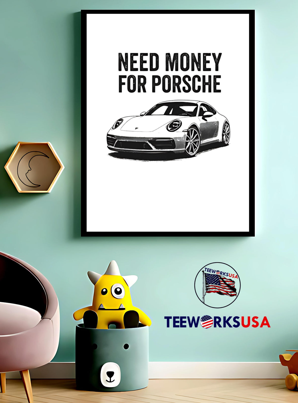 Need Money For Porsche car - Adult & Kids T-Shirts, Sweatshirts & Hoodies apparel design preview 3
