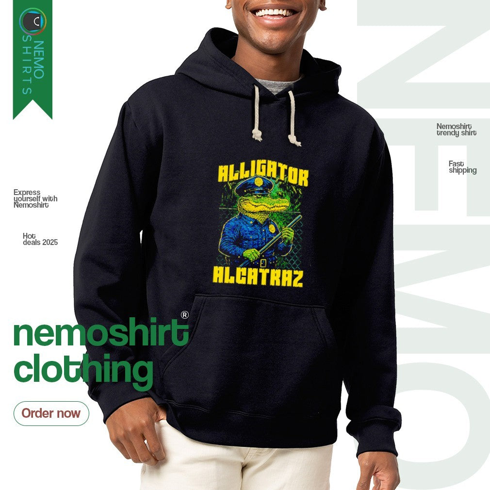 Alligator alcatraz illustration - Adult & Kids T-Shirts, Sweatshirts & Hoodies apparel design preview 2