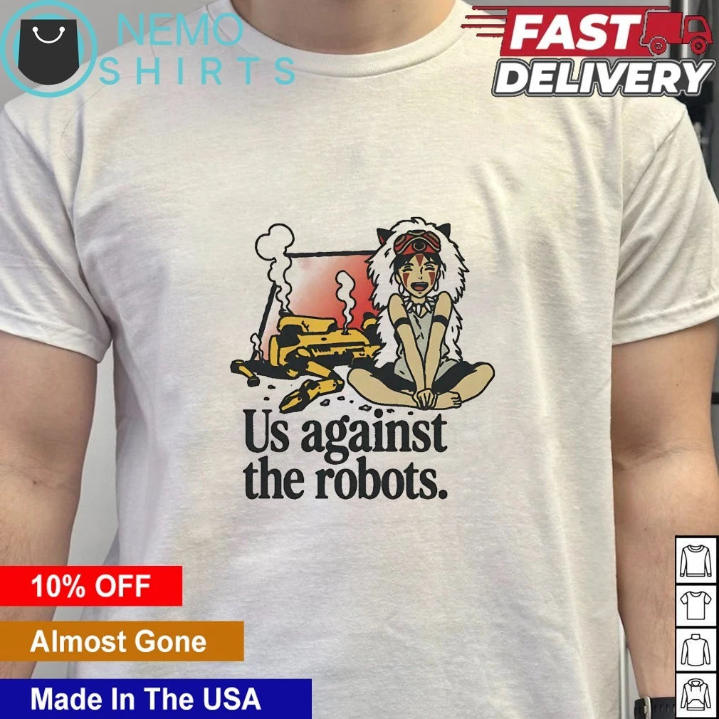 Princess Mononoke us against the robots - Adult & Kids T-Shirts, Sweatshirts & Hoodies apparel design preview 6