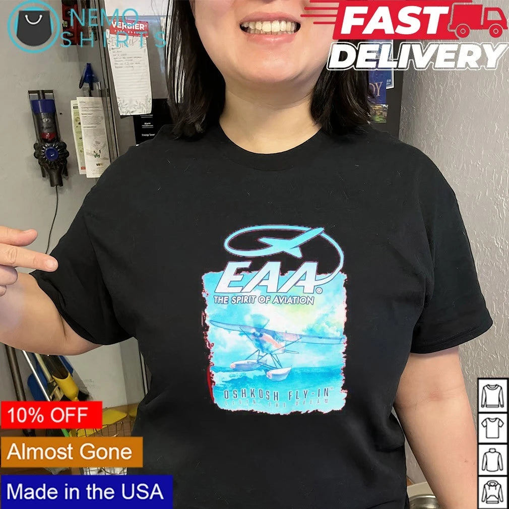 EAA The Spirit of Aviation Oshkosh Fly-In Livin' - Adult & Kids T-Shirts, Sweatshirts & Hoodies apparel design preview 2