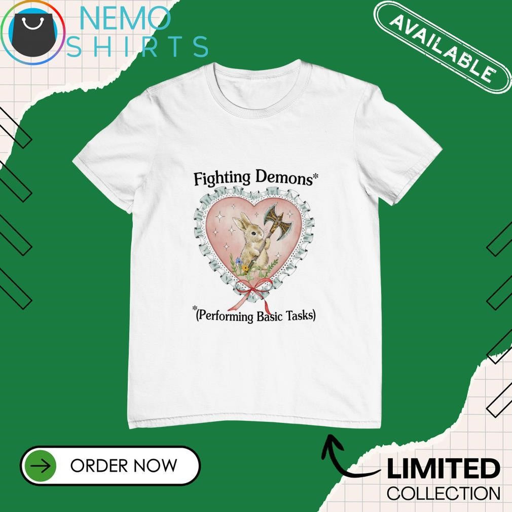 Rabbit fighting demons performing basic tasks - Adult & Kids T-Shirts, Sweatshirts & Hoodies apparel design preview 1