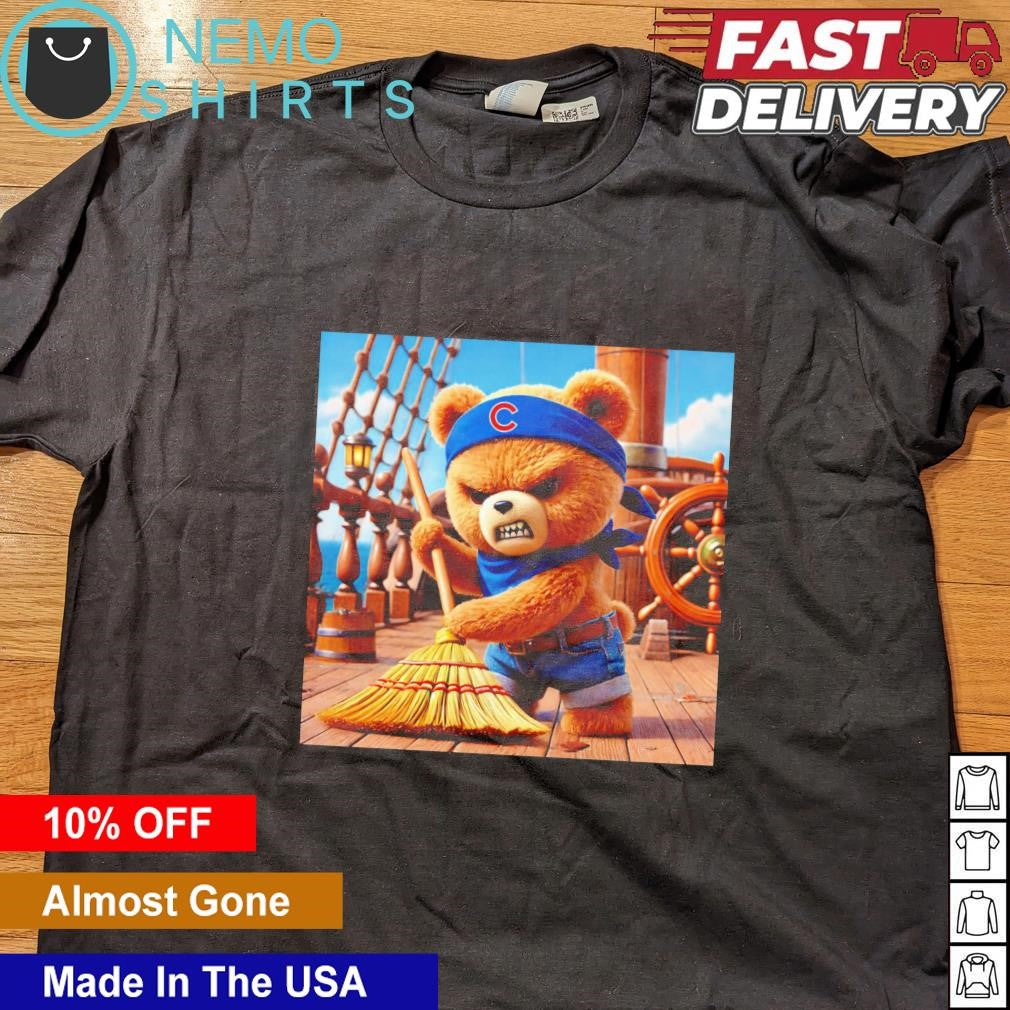 Chicago Cubs bear sweep pirate ship - Adult & Kids T-Shirts, Sweatshirts & Hoodies apparel design preview 4