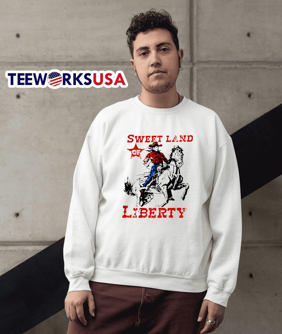 Cowboy sweet land of liberty - Adult & Kids T-Shirts, Sweatshirts & Hoodies apparel design preview 3