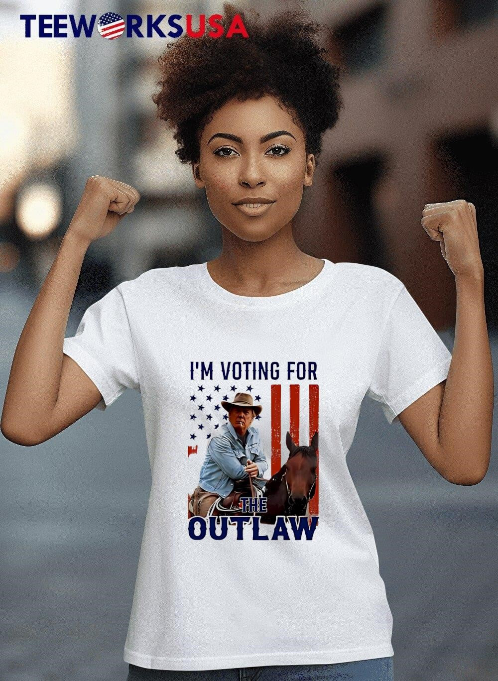 I'm Voting For The Outlaw Trump Cowboy - Adult & Kids T-Shirts, Sweatshirts & Hoodies apparel design preview 4