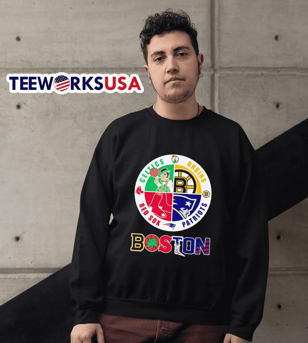 Boston sports Celtics Bruins Patriots Red Sox logo - Adult & Kids T-Shirts, Sweatshirts & Hoodies apparel design preview 6