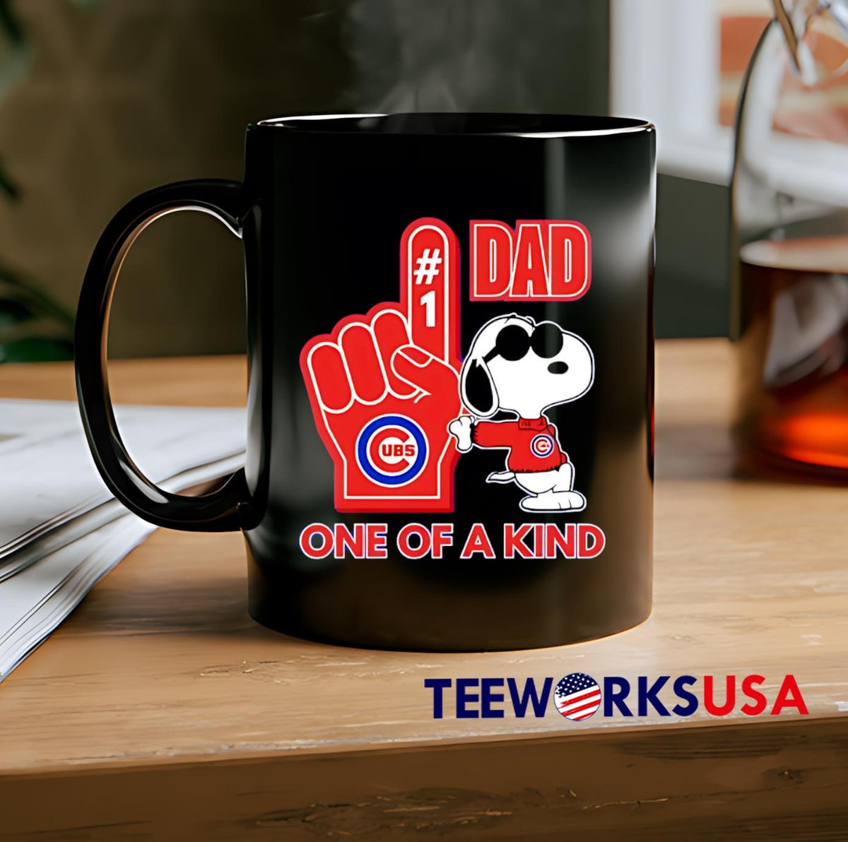 Snoopy Chicago Cubs #1 DAD One of A Kind - Adult & Kids T-Shirts, Sweatshirts & Hoodies apparel design preview 2