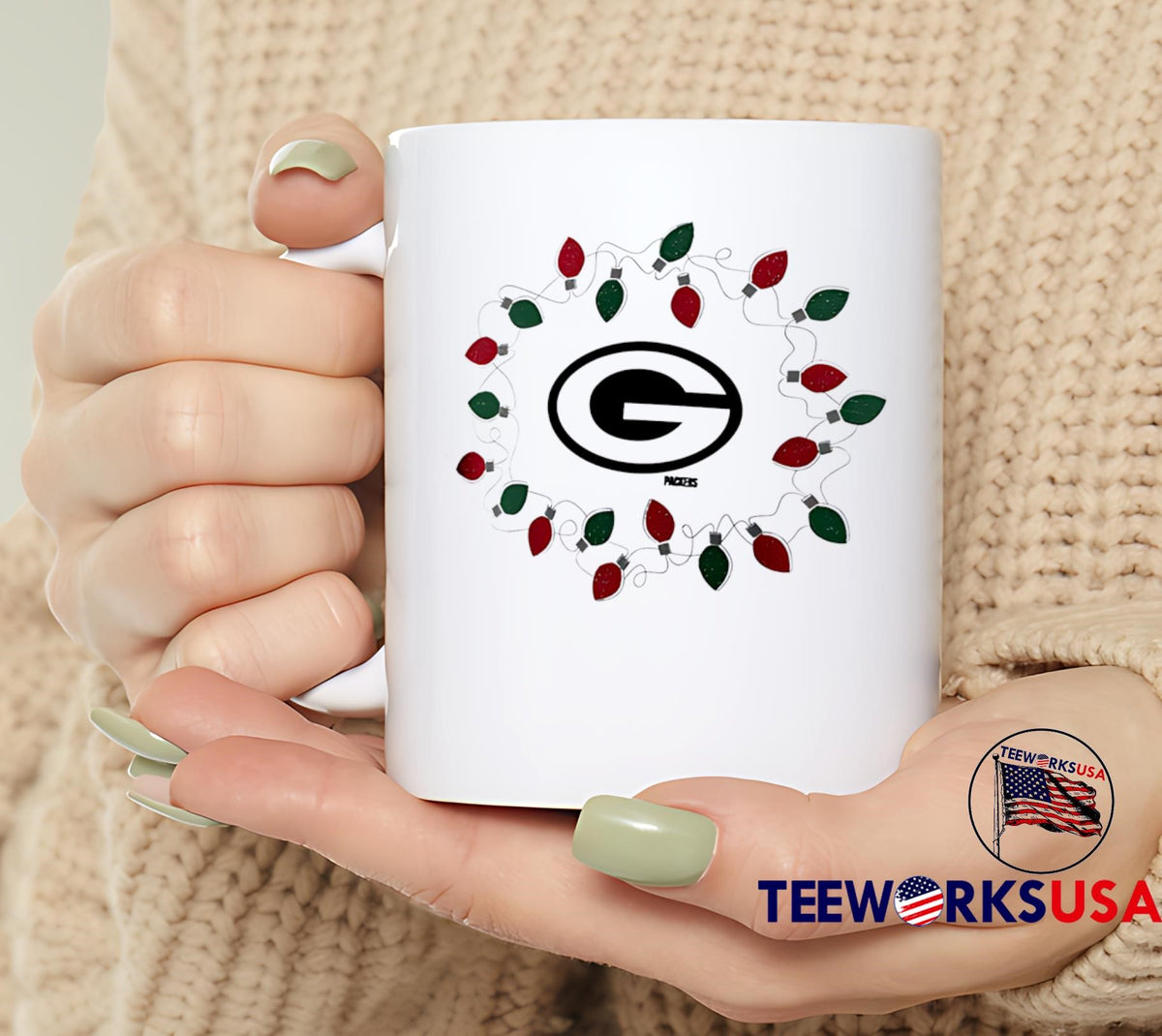 Green Bay Packers Christmas light logo - Adult & Kids T-Shirts, Sweatshirts & Hoodies apparel design preview 6