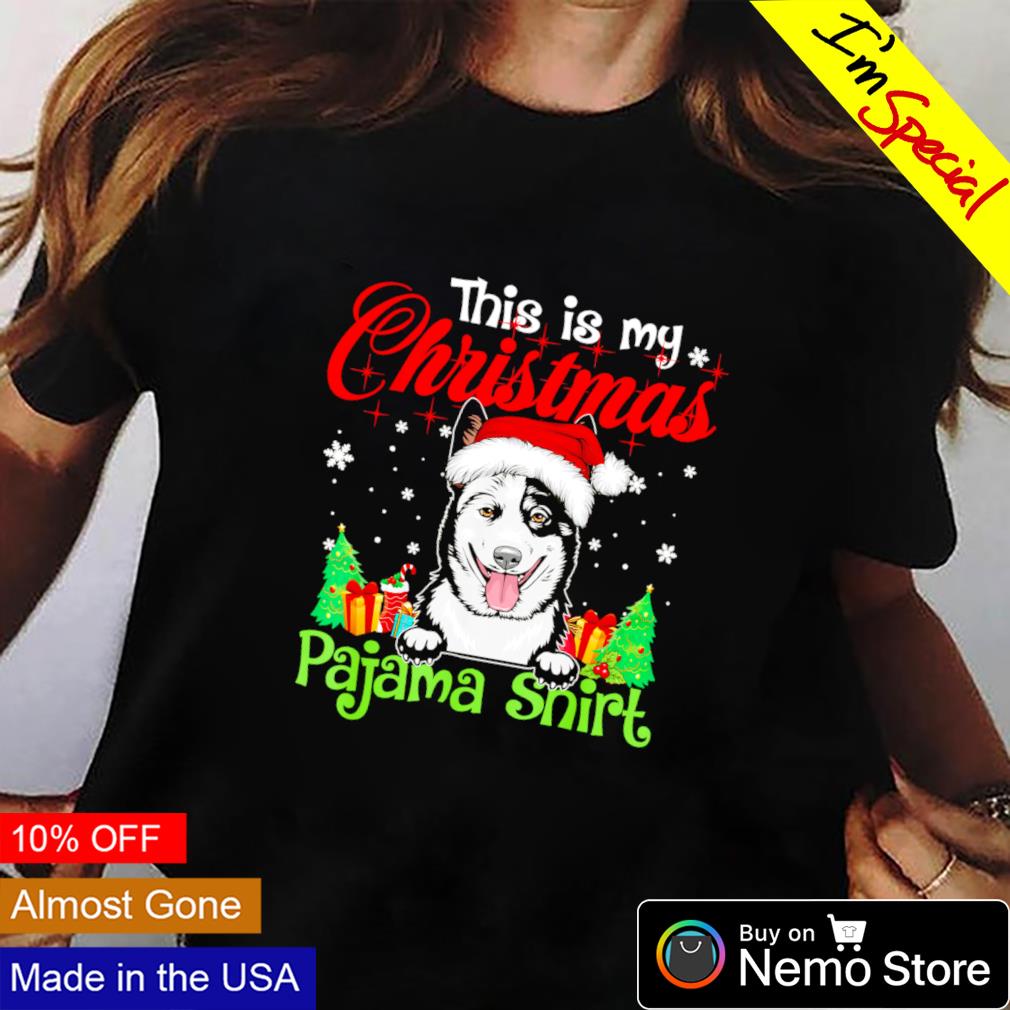 This is my Christmas pajama dog with santa hat - Adult & Kids T-Shirts, Sweatshirts & Hoodies apparel design preview 2