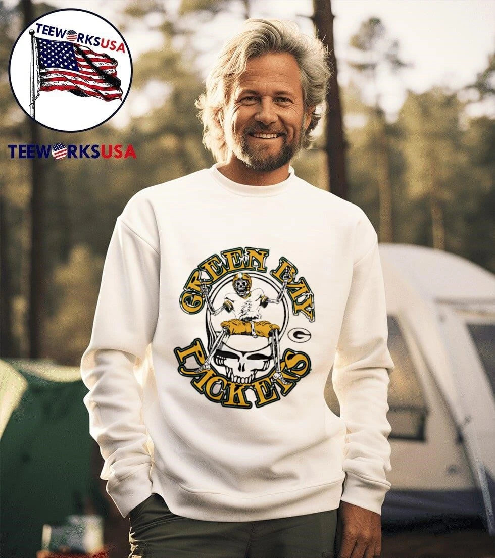 Green Bay Packers Grateful Dead Skeleton Football - Adult & Kids T-Shirts, Sweatshirts & Hoodies apparel design preview 3
