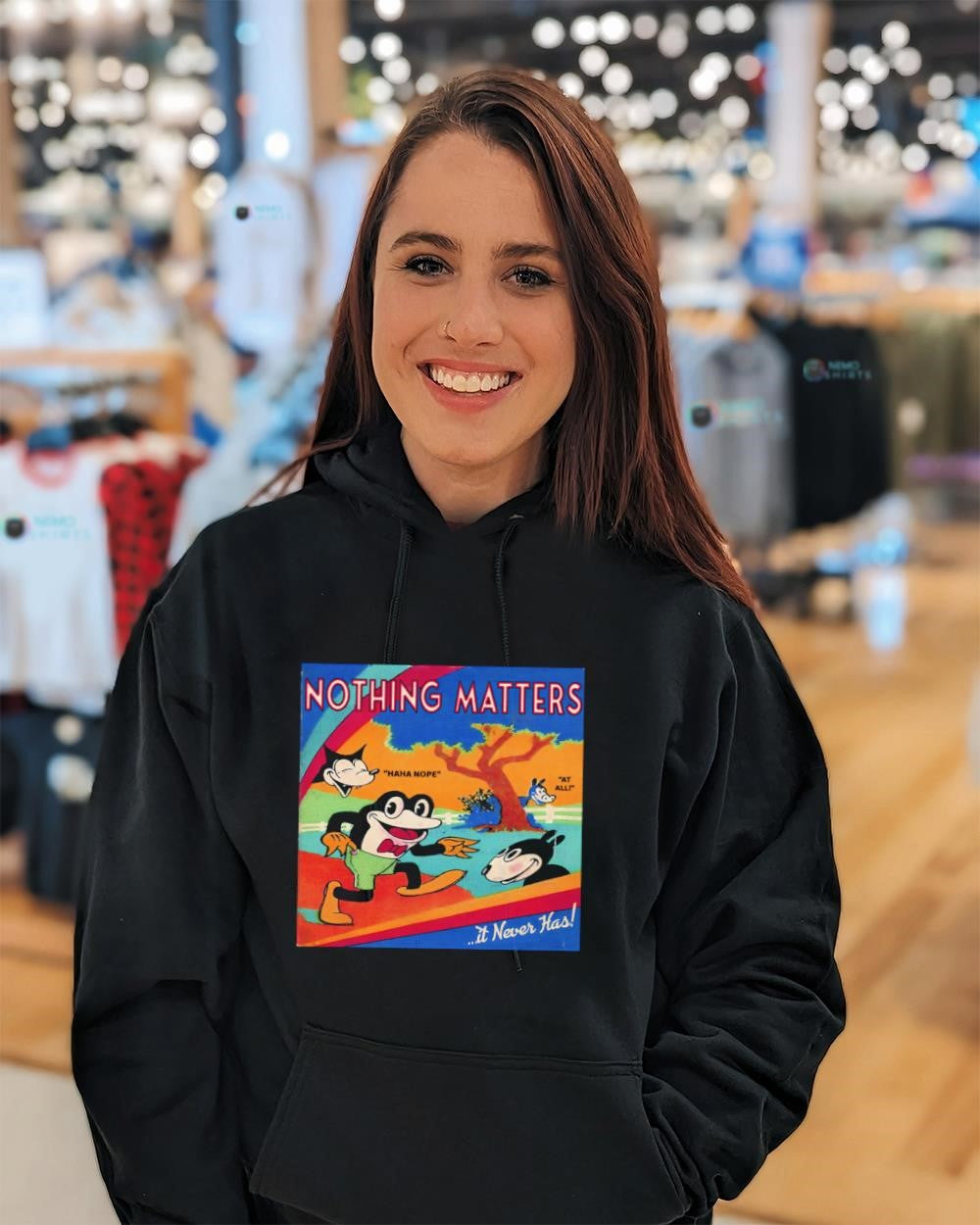 Nothing Matters It Never Has Retro Meme - Adult & Kids T-Shirts, Sweatshirts & Hoodies apparel design preview 3