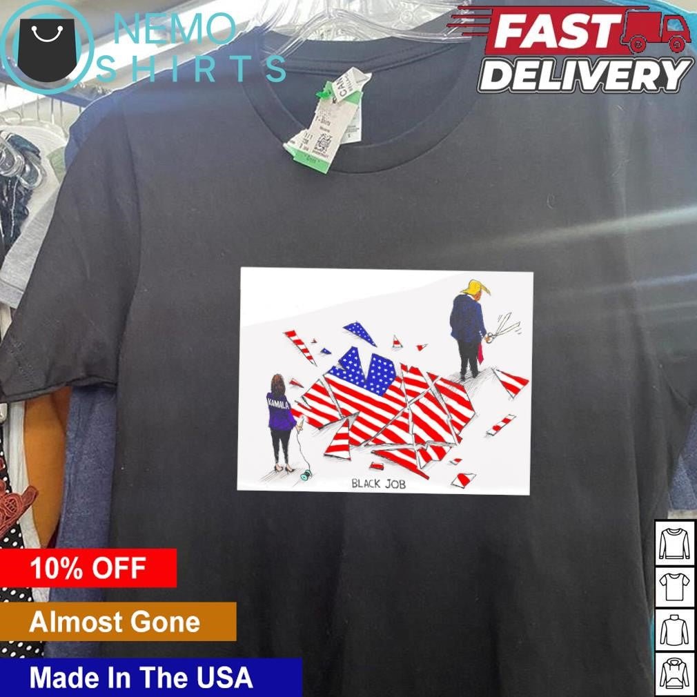Kamala Harris stitches black job USA flag Trump cut - Adult & Kids T-Shirts, Sweatshirts & Hoodies apparel design preview 5