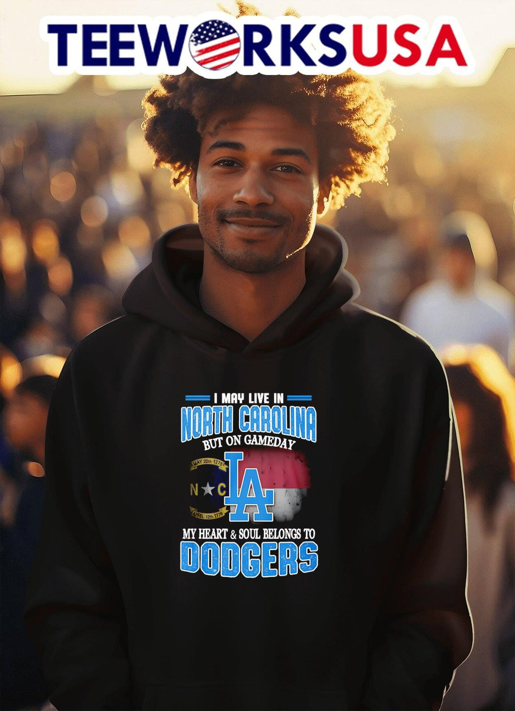 I may live in North Carolina but on gameday my heart - Adult & Kids T-Shirts, Sweatshirts & Hoodies apparel design preview 2