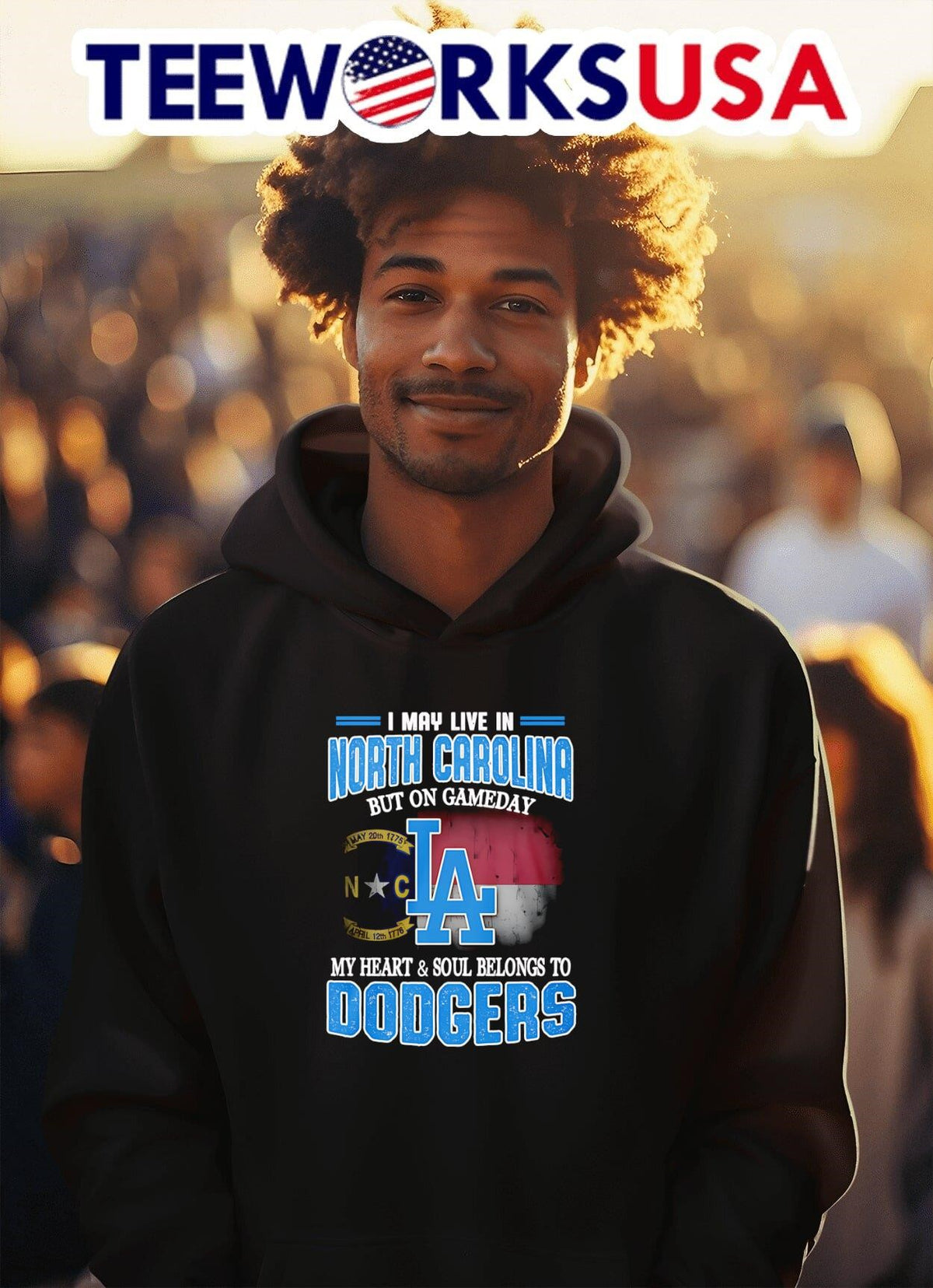 I may live in North Carolina but on gameday my heart - Adult & Kids T-Shirts, Sweatshirts & Hoodies apparel design preview 2