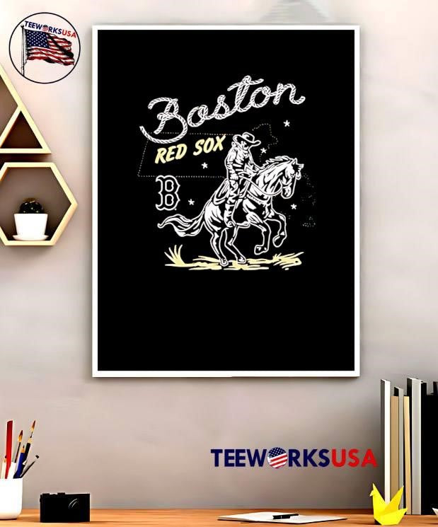 Boston Red Sox Cowboy Riding Horse Vintage Style - Adult & Kids T-Shirts, Sweatshirts & Hoodies apparel design preview 5