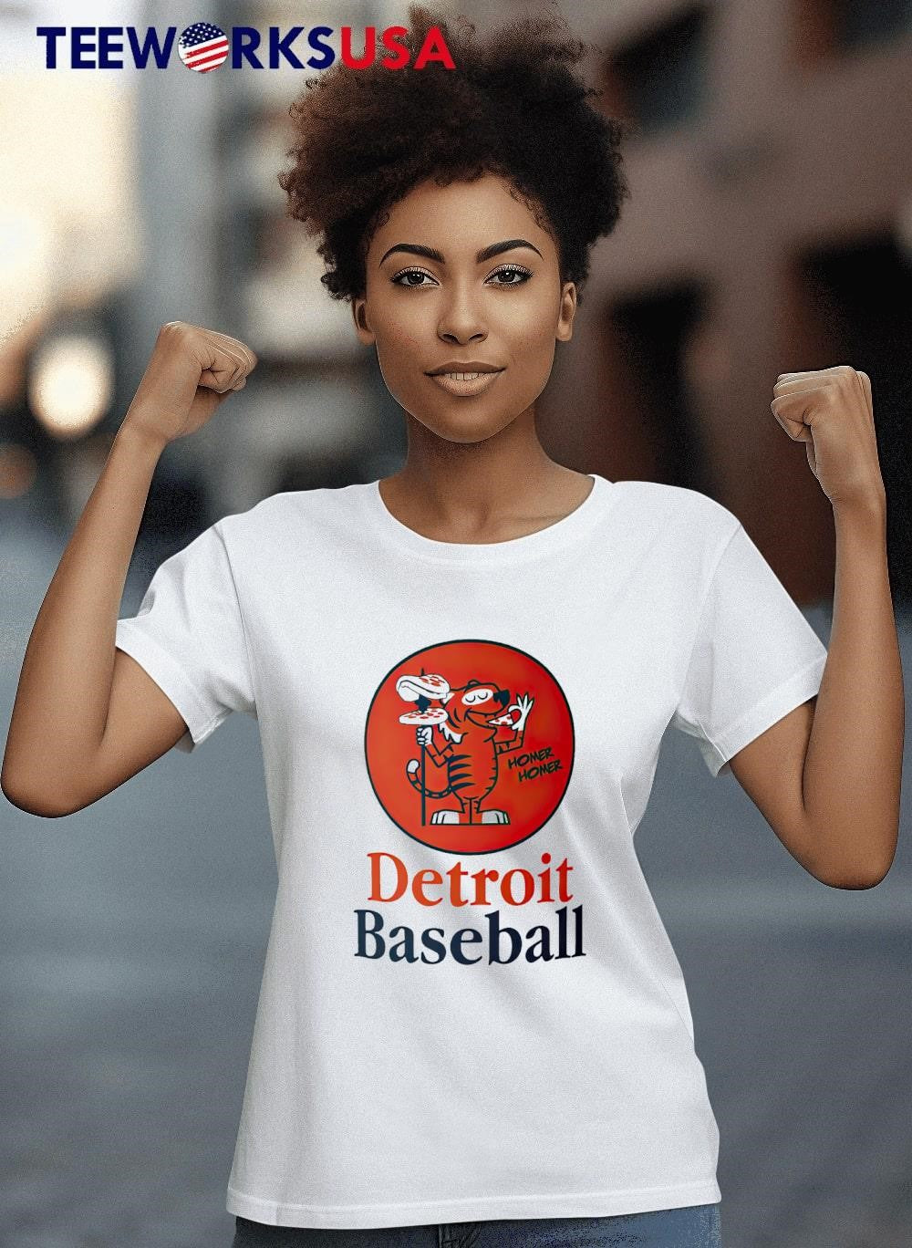 Detroit Tigers baseball pizza spear homer - Adult & Kids T-Shirts, Sweatshirts & Hoodies apparel design preview 4