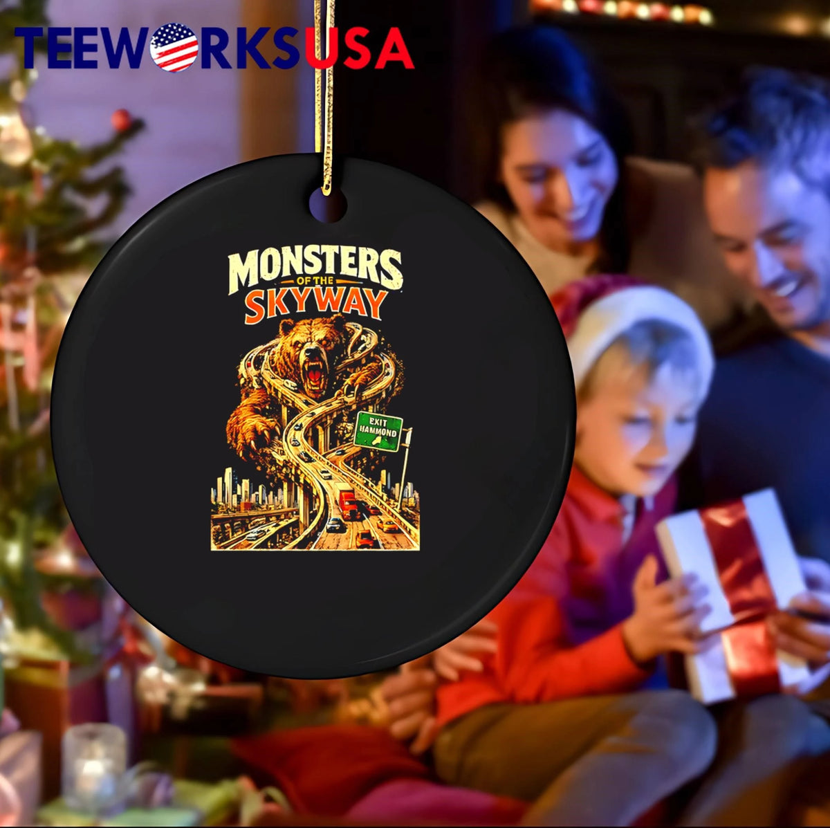 Monsters of the Skyway Hammond Exit Bear Road Horror - Adult & Kids T-Shirts, Sweatshirts & Hoodies apparel design preview 4