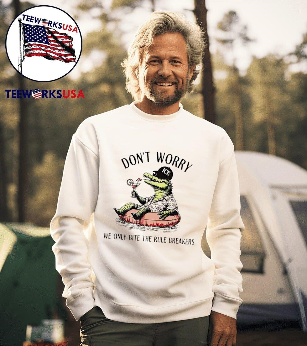 Alligator Alcatraz don't worry we only bite the rule - Adult & Kids T-Shirts, Sweatshirts & Hoodies apparel design preview 3
