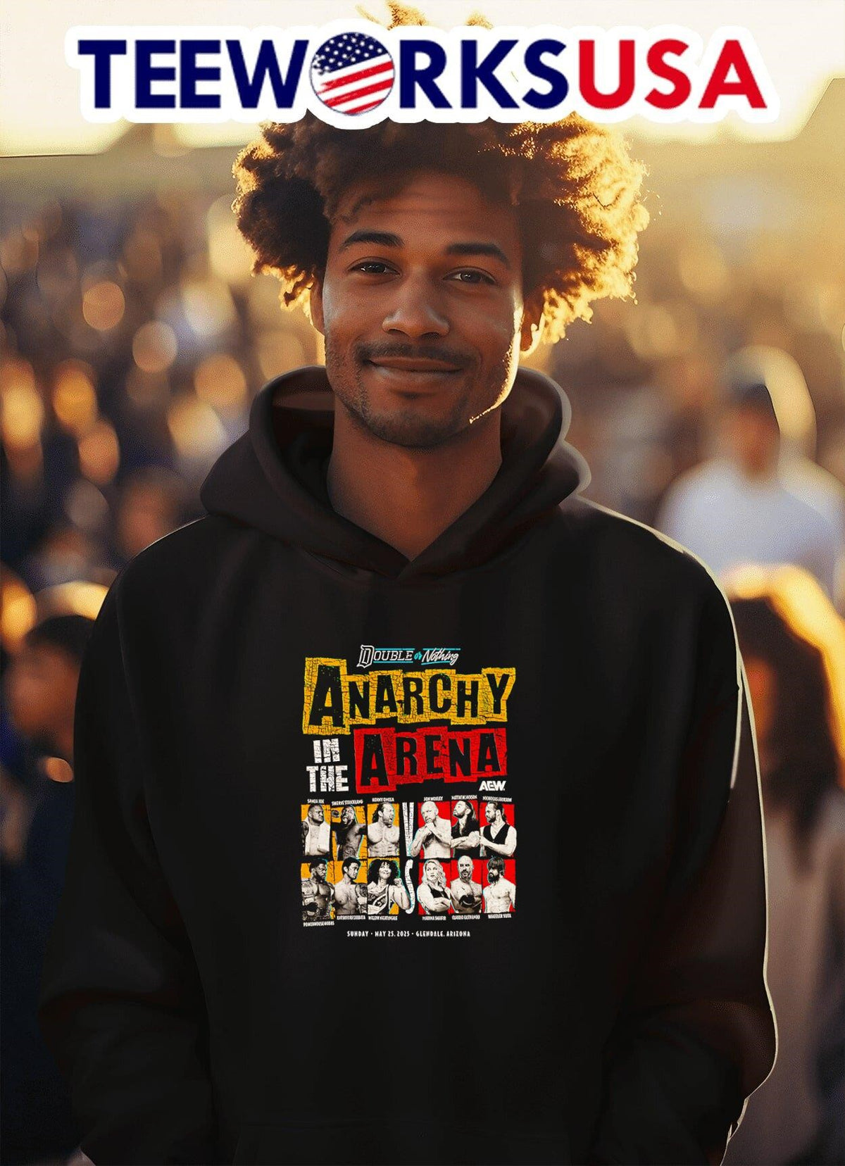 AEW Double or Nothing 2025 Anarchy in the Arena - Adult & Kids T-Shirts, Sweatshirts & Hoodies apparel design preview 2