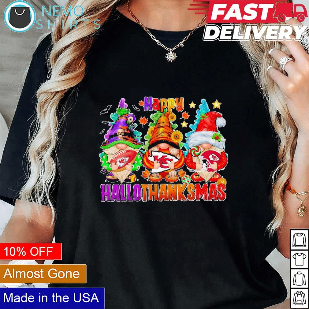 Gnomes hallothanksmas Kansas City Chiefs - Adult & Kids T-Shirts, Sweatshirts & Hoodies apparel design preview 1