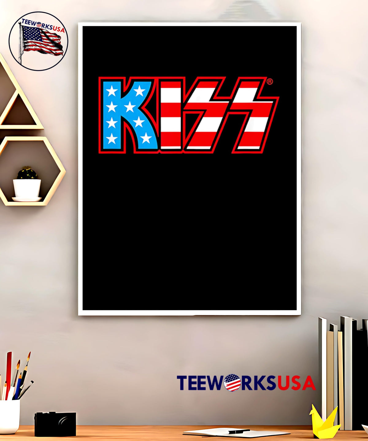 Kiss American Flag retro - Adult & Kids T-Shirts, Sweatshirts & Hoodies apparel design preview 5