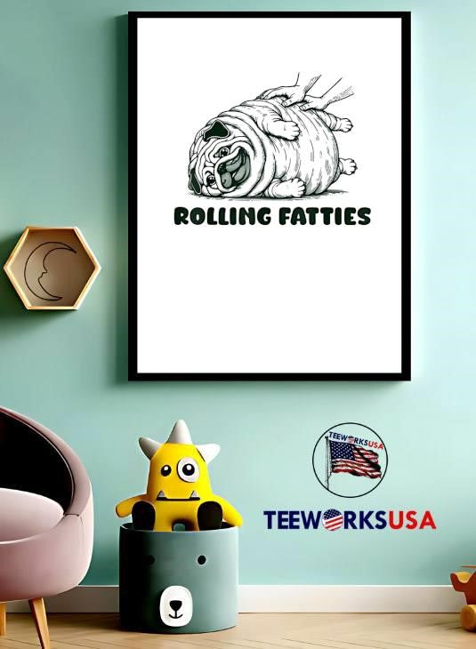 Rolling Fatties Funny Pug - Adult & Kids T-Shirts, Sweatshirts & Hoodies apparel design preview 3