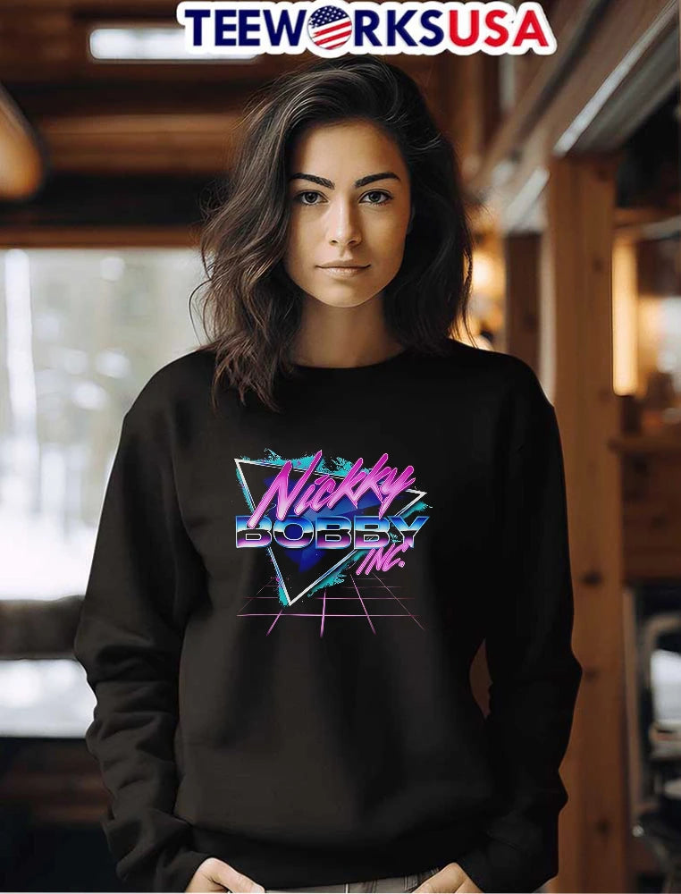 Nickky Bobby Inc Retro Synthwave Triangle Grid Neon - Adult & Kids T-Shirts, Sweatshirts & Hoodies apparel design preview 7