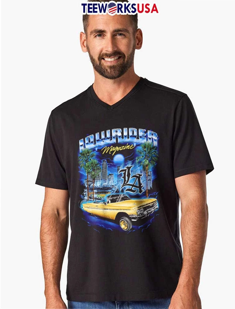 Lowrider Magazine LA Gold Impala Convertible Dodger - Adult & Kids T-Shirts, Sweatshirts & Hoodies apparel design preview 8