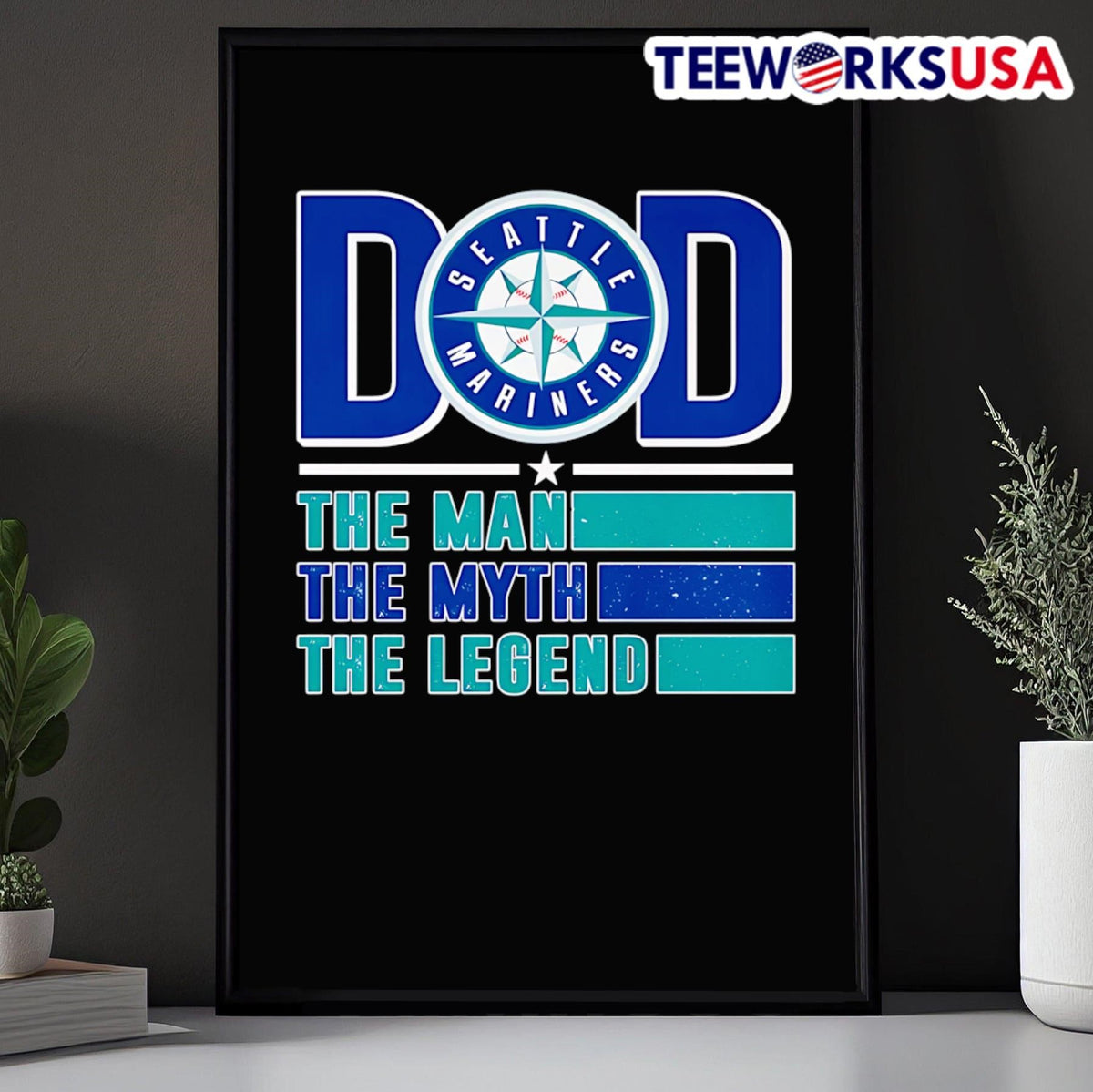Dad the man myth Legend Seattle Mariners - Adult & Kids T-Shirts, Sweatshirts & Hoodies apparel design preview 5