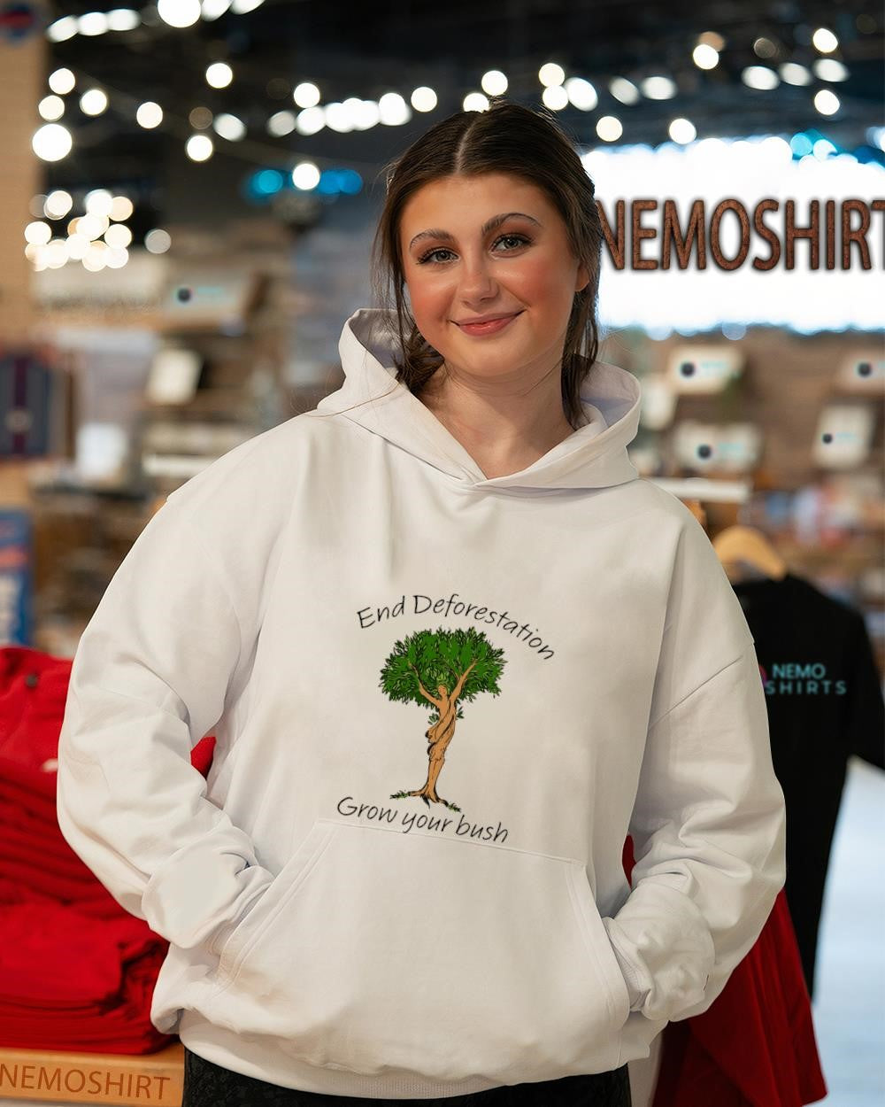 Tree character end deforestation grow your bush - Adult & Kids T-Shirts, Sweatshirts & Hoodies apparel design preview 3