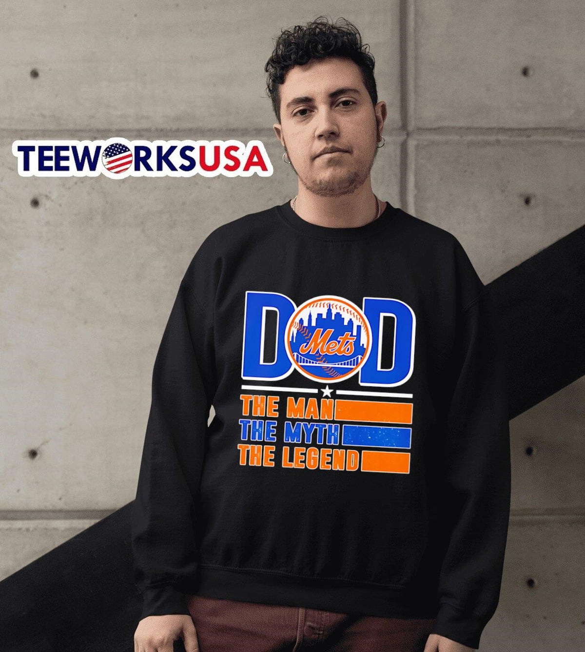 Dad the man myth Legend New York Mets - Adult & Kids T-Shirts, Sweatshirts & Hoodies apparel design preview 6