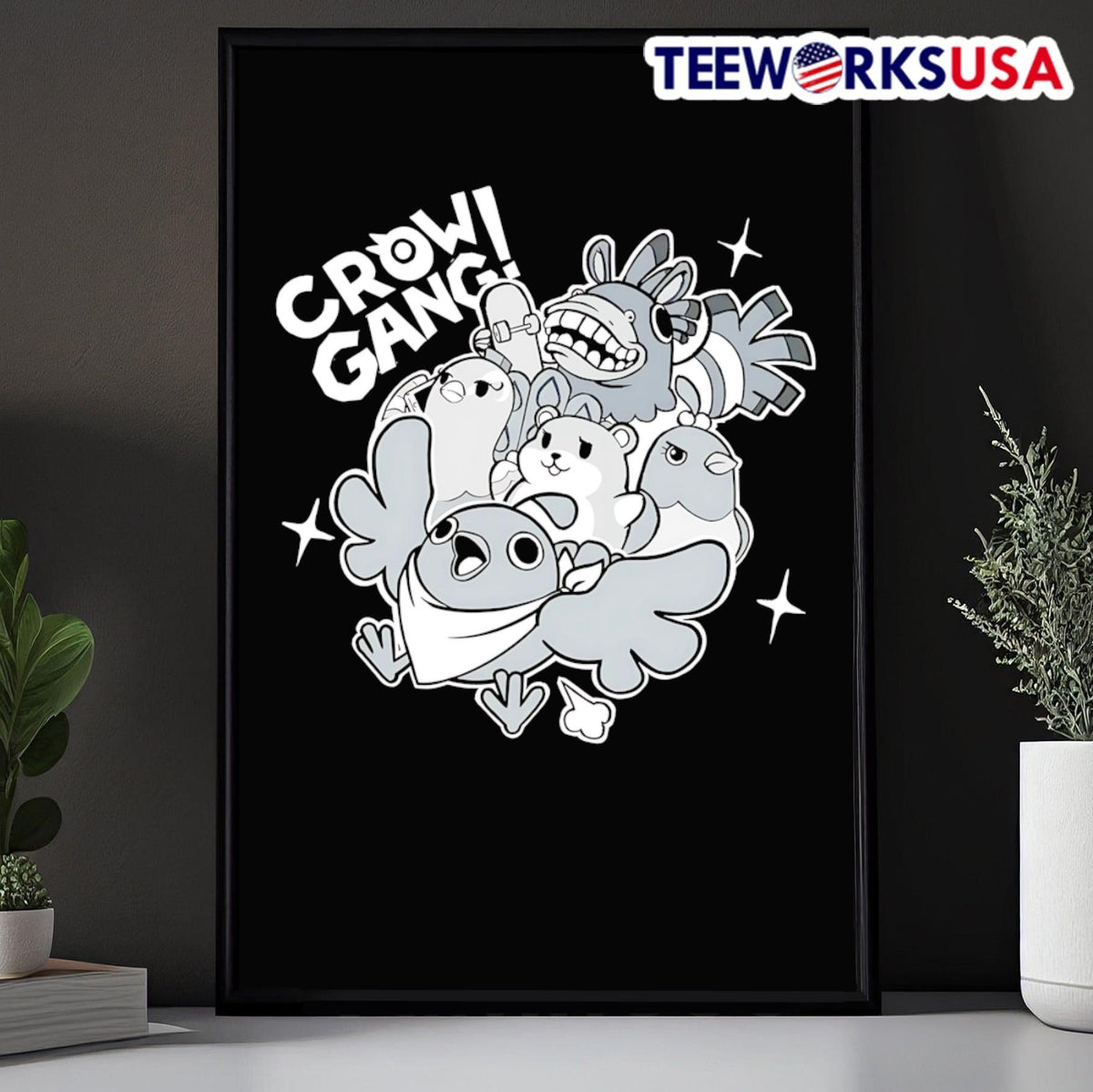 Crow Gang cartoon - Adult & Kids T-Shirts, Sweatshirts & Hoodies apparel design preview 5
