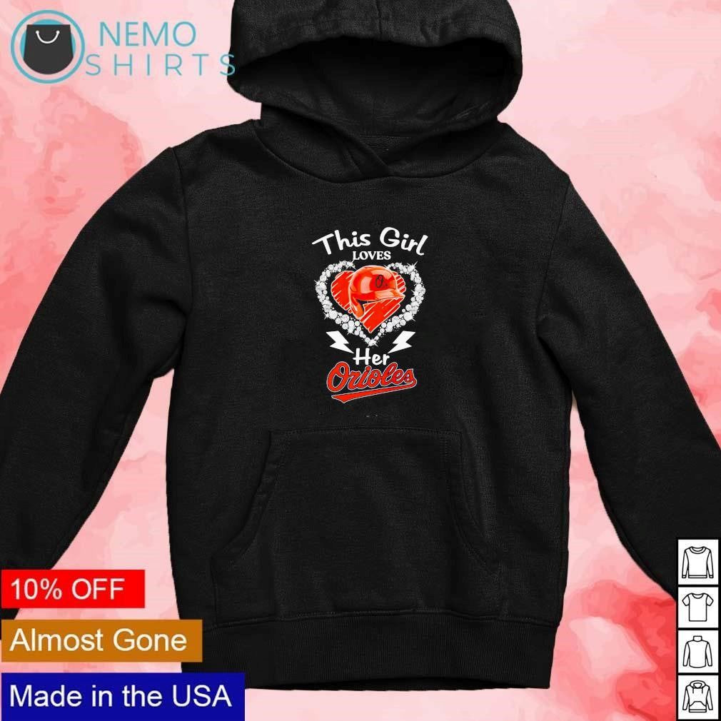 This girl loves her Orioles diamond heart - Adult & Kids T-Shirts, Sweatshirts & Hoodies apparel design preview 2