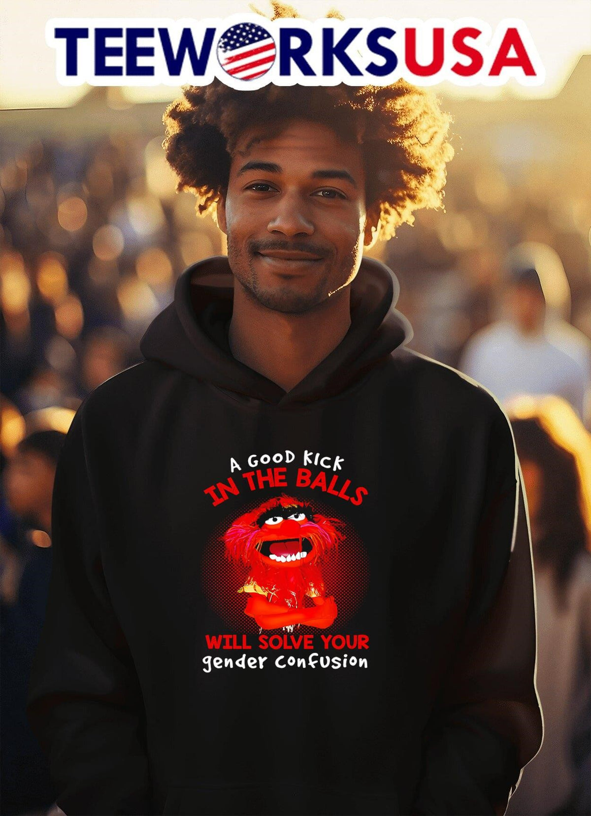 Animal muppet a good kick in the balls will solve - Adult & Kids T-Shirts, Sweatshirts & Hoodies apparel design preview 2
