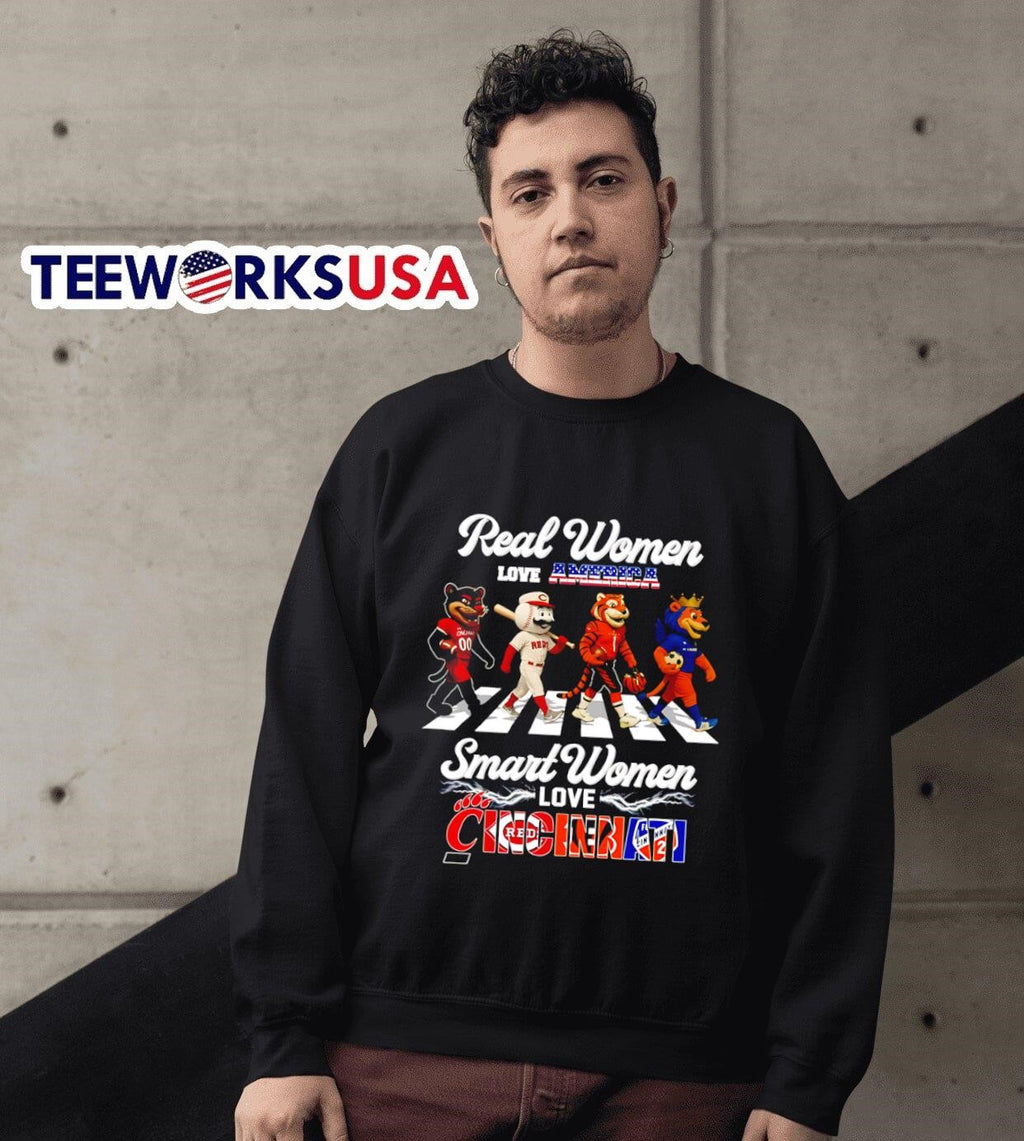 Real women love America smart Cincinnati sports - Adult & Kids T-Shirts, Sweatshirts & Hoodies apparel design preview 6