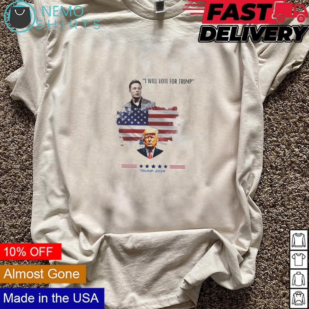 Elon Musk I will vote for Trump 2024 - Adult & Kids T-Shirts, Sweatshirts & Hoodies apparel design preview 3