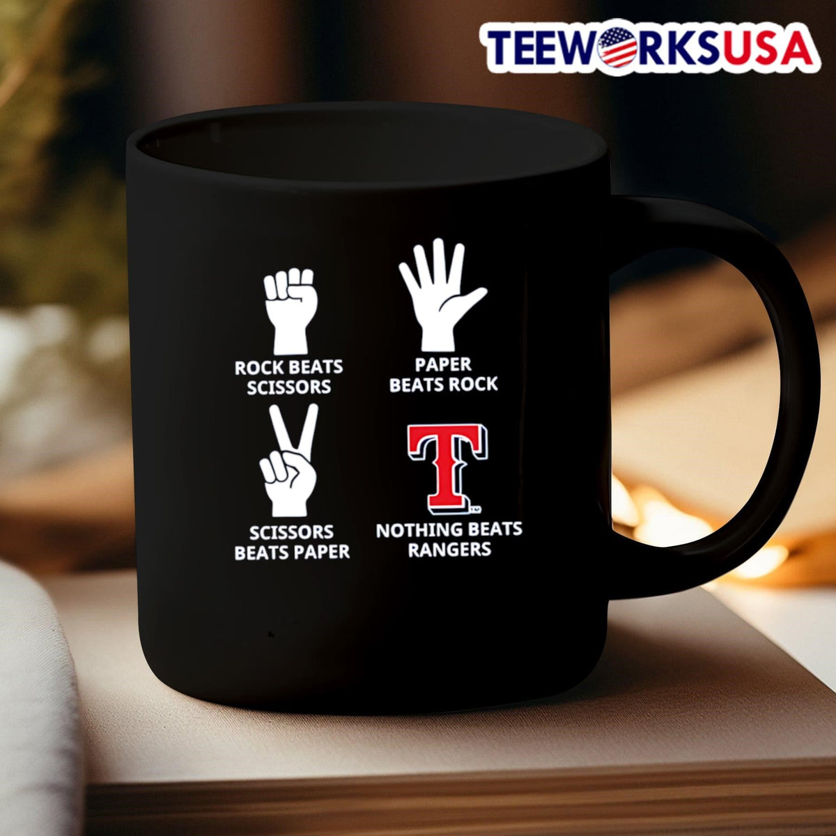 Rock beats scissors paper nothing Texas Rangers - Adult & Kids T-Shirts, Sweatshirts & Hoodies apparel design preview 3