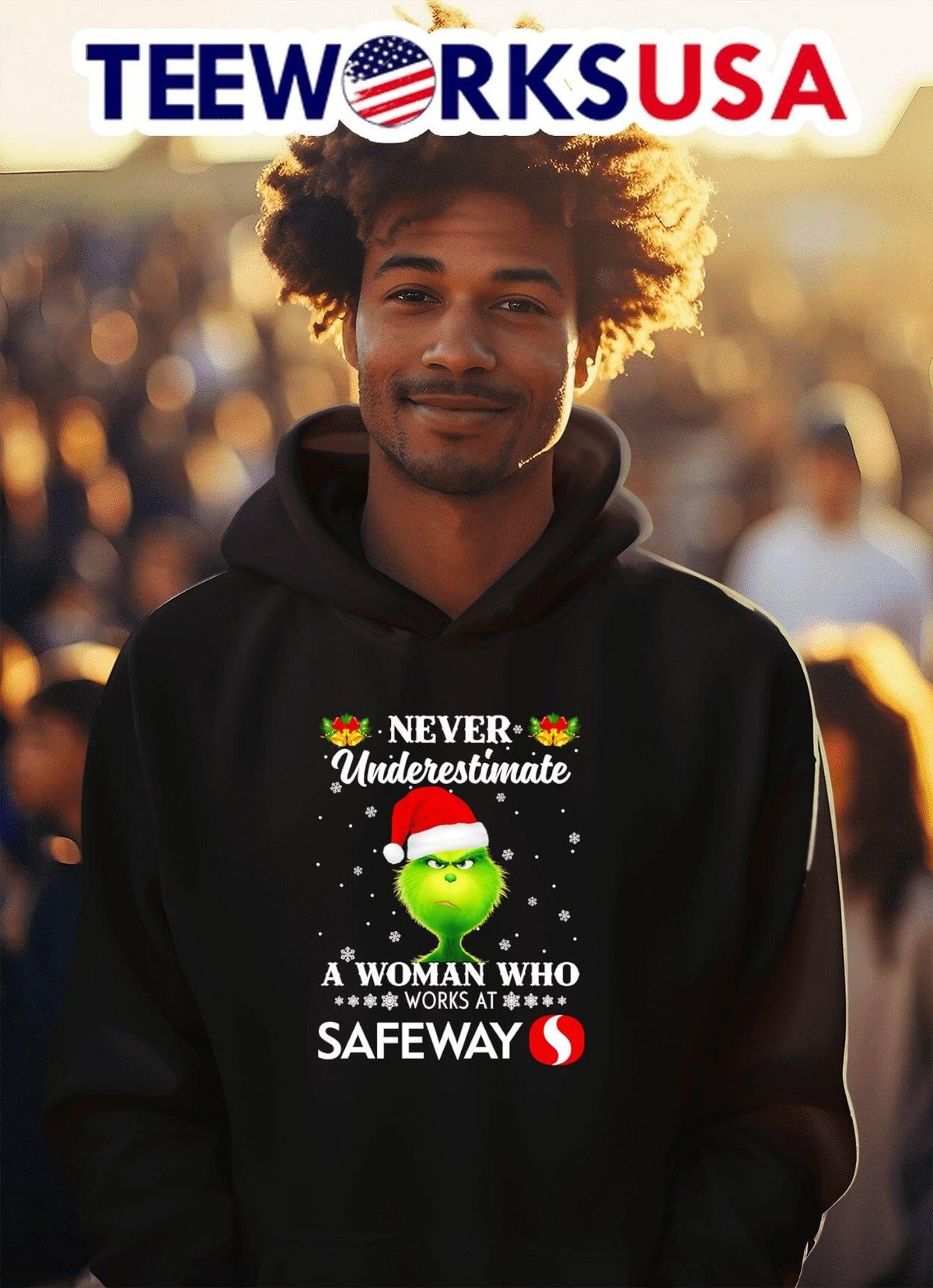 Grinch never underestimate a woman who works at - Adult & Kids T-Shirts, Sweatshirts & Hoodies apparel design preview 2