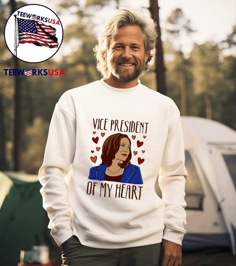 Kamala Harris vice president of my heart cartoon - Adult & Kids T-Shirts, Sweatshirts & Hoodies apparel design preview 3