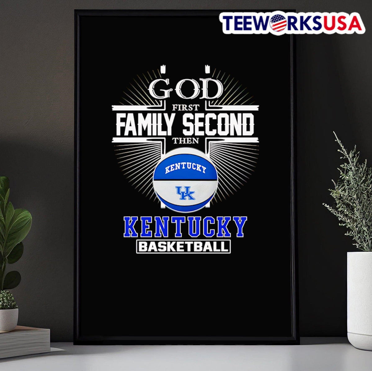 Cross God first family second then Kentucky - Adult & Kids T-Shirts, Sweatshirts & Hoodies apparel design preview 5
