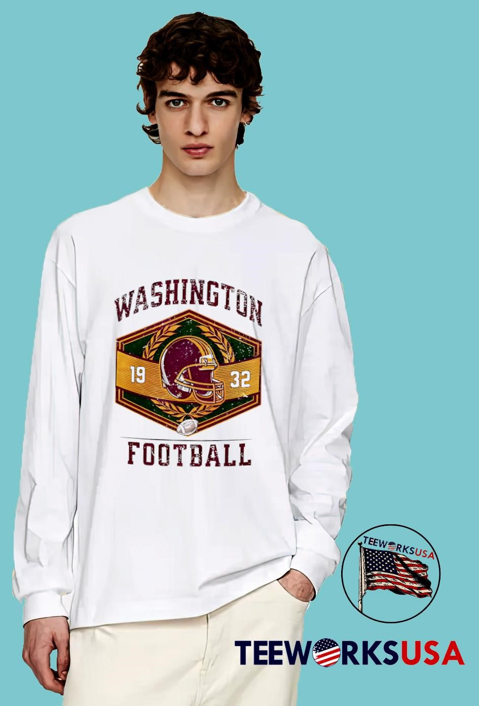 Washington Football 1932 helmet vintage - Adult & Kids T-Shirts, Sweatshirts & Hoodies apparel design preview 4