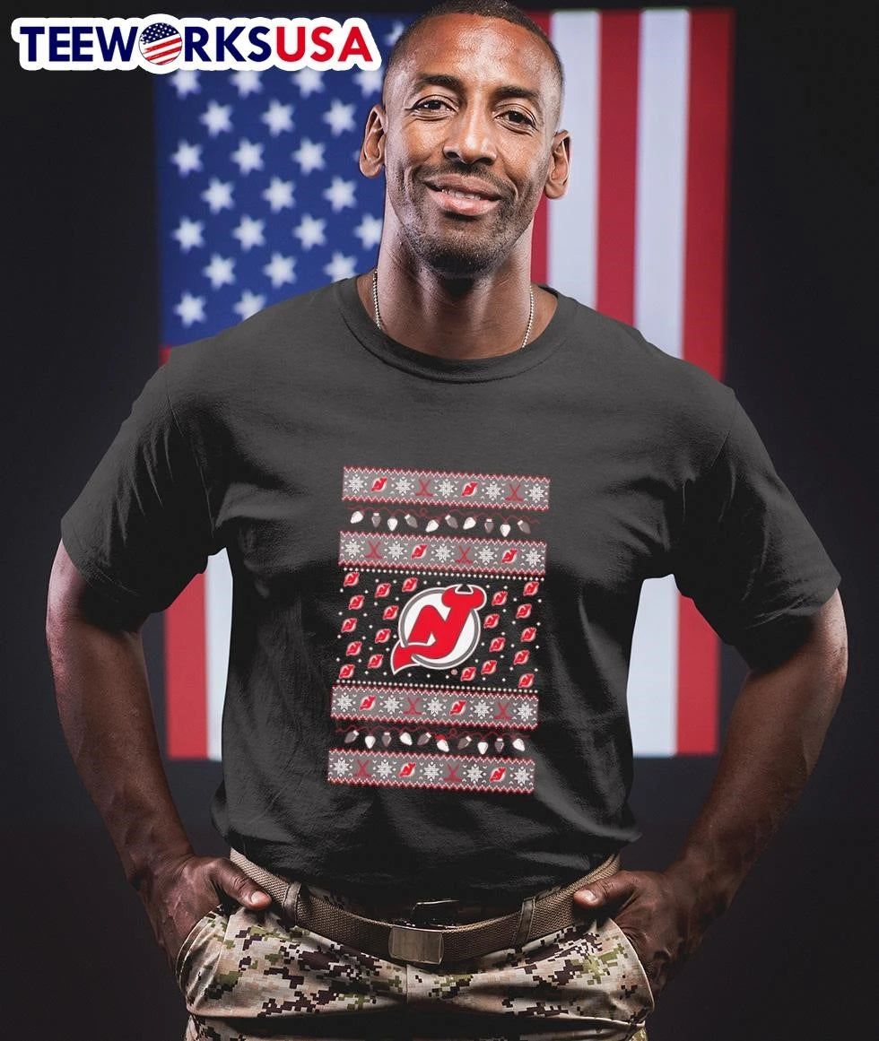 New Jersey Devils Holiday Lights - Adult & Kids T-Shirts, Sweatshirts & Hoodies apparel design preview 1