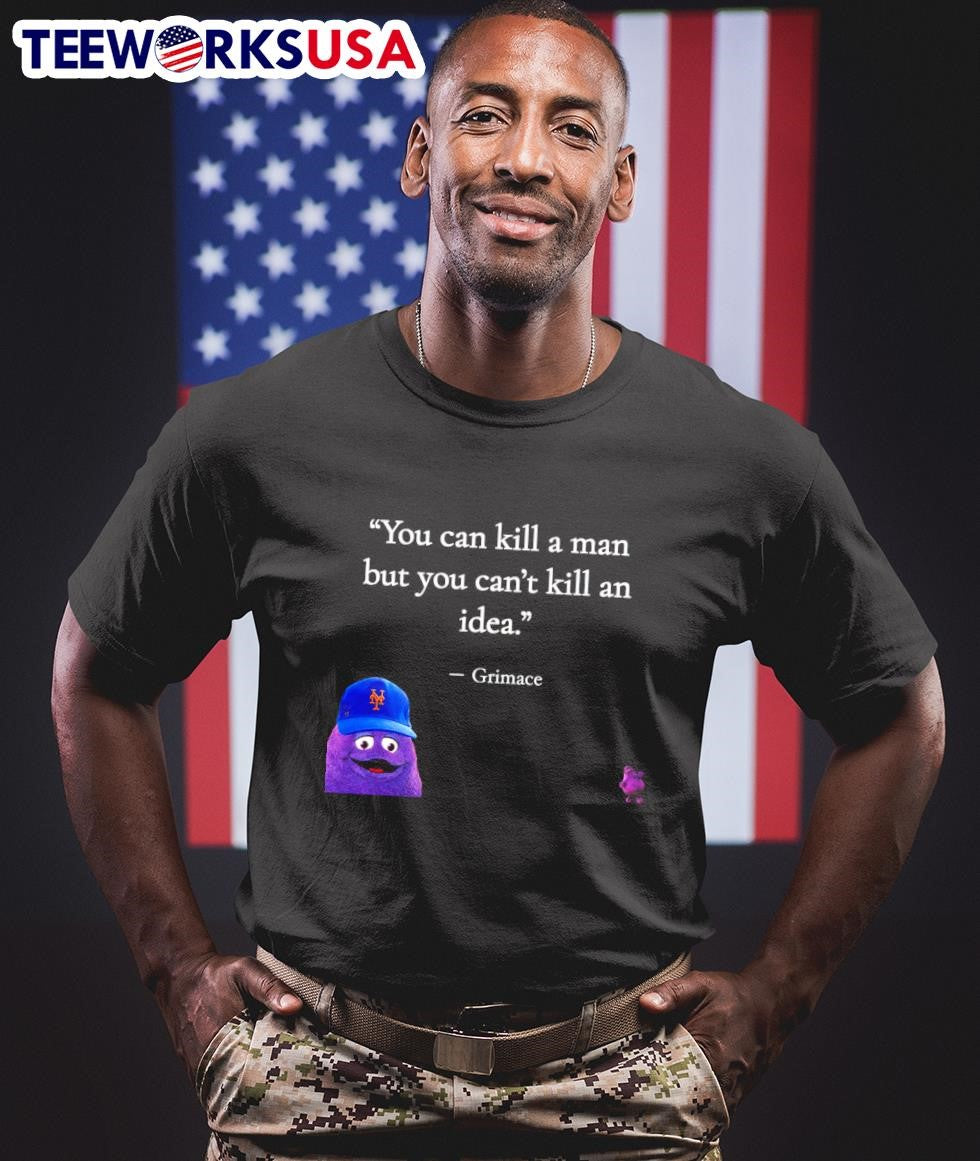 Grimace New York Mets you can kill a man but can't an - Adult & Kids T-Shirts, Sweatshirts & Hoodies apparel design preview 1