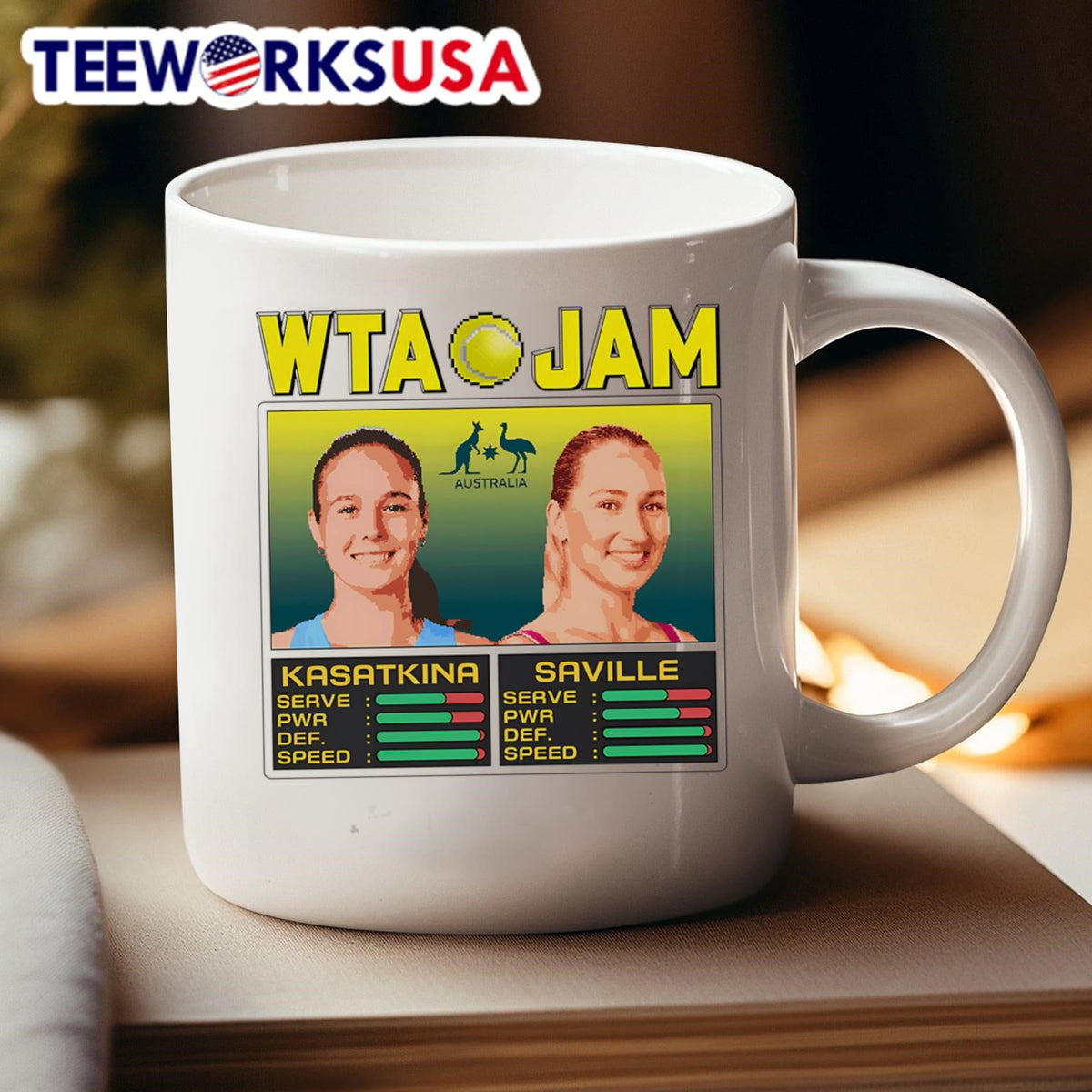 WTA Jam Kasatkina and Saville - Adult & Kids T-Shirts, Sweatshirts & Hoodies apparel design preview 4