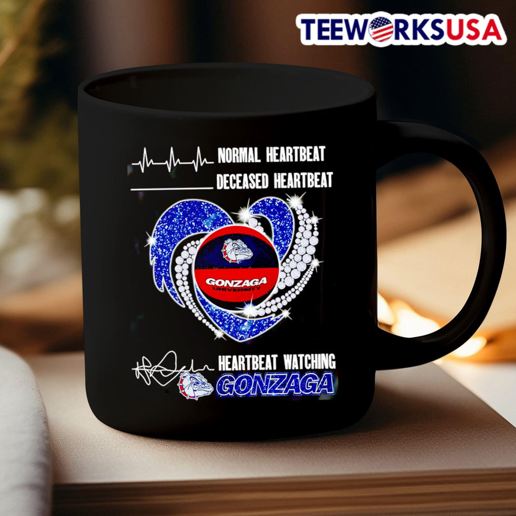 Normal heartbeat deceased watching Gonzaga Bulldogs - Adult & Kids T-Shirts, Sweatshirts & Hoodies apparel design preview 3