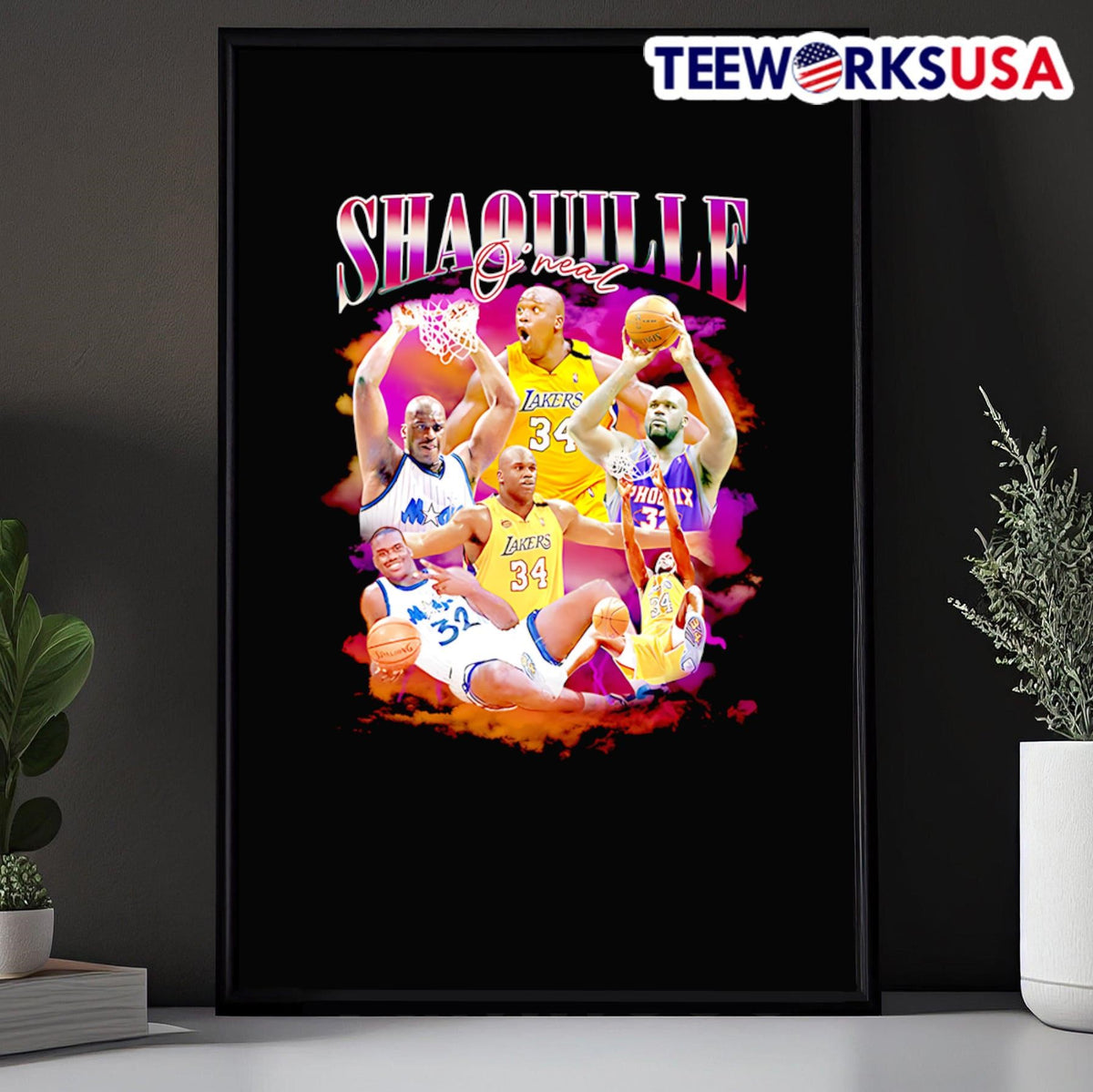 Shaquille O'Neal Los Angeles Lakers basketball - Adult & Kids T-Shirts, Sweatshirts & Hoodies apparel design preview 5