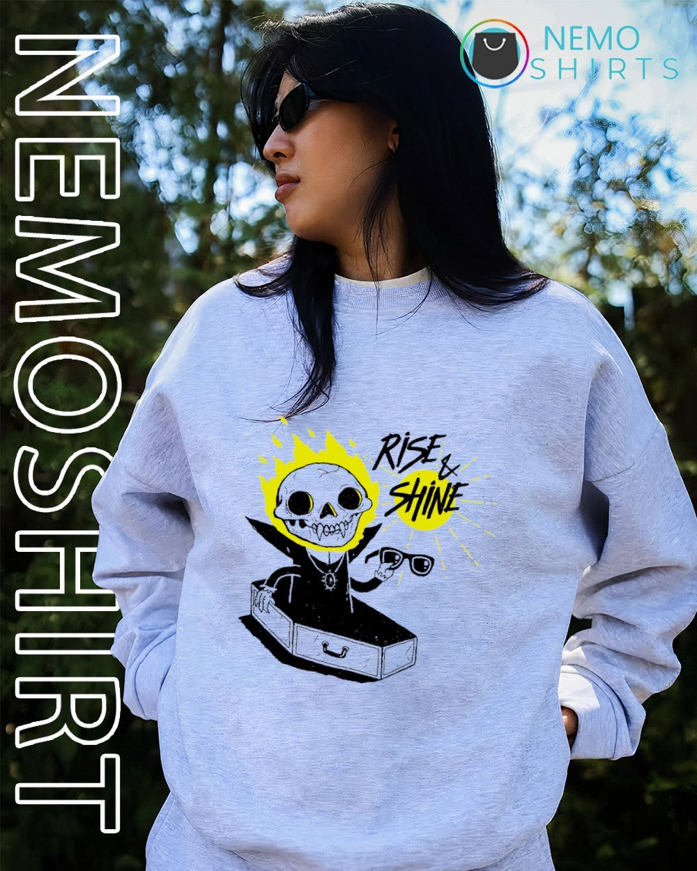 Rise and Shine vampire skull coffin - Adult & Kids T-Shirts, Sweatshirts & Hoodies apparel design preview 2